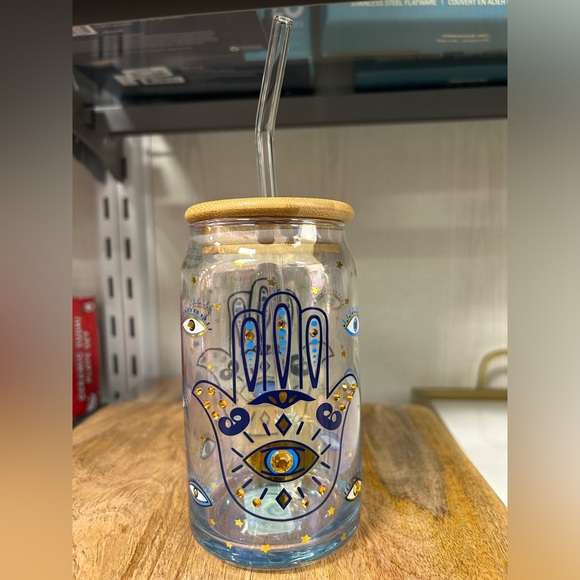 Beautiful one of a kind evil eye glass coffee mug - Picture 2 of 2